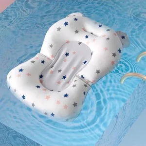 1pc Star Design Baby Bath Cushion, Sponge Bath Net Bathtub Lounger With Suction Cup For Comfortable Bathing White