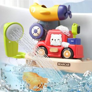 Baby Bath Shower Toys With Mini Car Toys And Bathroom Parking, For Newborn BabyBathroom Pool Birthday Gift, Toddler Bath Toys For Maximum Fun In The Tub Or Sink Red