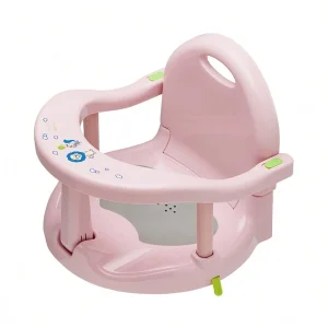 Baby Foldable Bath Seat For Tub Sit Up, Infant Toddler Bathtub Seat, Safety Baby Shower Chair Bath Tub Seater With Suction Cups Pink