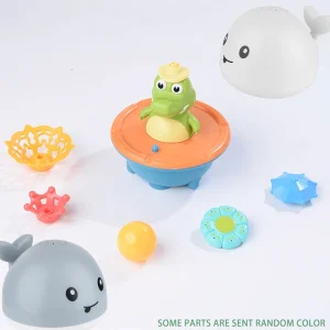 1PC Induction Water Spraying Little Whale And Little Crocodile Toys, Baby Bathroom Bath Toys, Light Water Spraying Toys, Water Play Toys, Bathroom Toys, Baby Toys, Birthday Gifts Multicolor