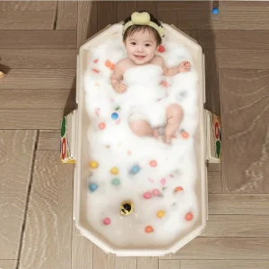 1pc Collapsible Kids Bathtub, Portable PVC Baby Travel Bath Tub With Drain, Durable Foldable, Easy Storage, Ideal For Small Spaces, Perfect Holiday Gift Multicolor